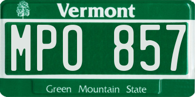 VT license plate MPO857