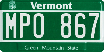 VT license plate MPO867