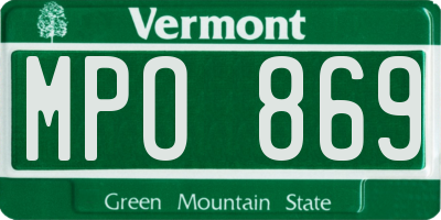 VT license plate MPO869