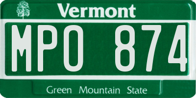 VT license plate MPO874