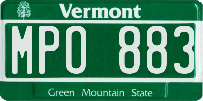VT license plate MPO883