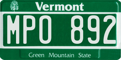 VT license plate MPO892
