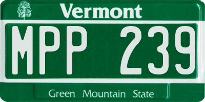VT license plate MPP239