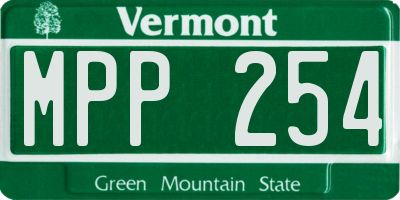 VT license plate MPP254