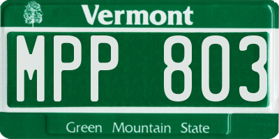 VT license plate MPP803