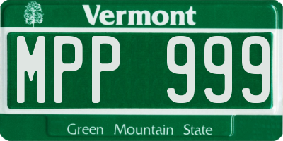 VT license plate MPP999