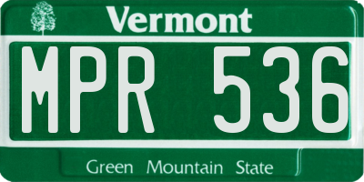 VT license plate MPR536