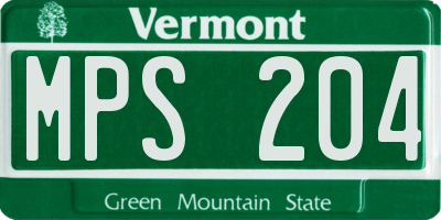 VT license plate MPS204