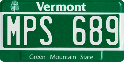 VT license plate MPS689