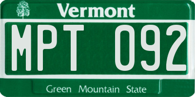VT license plate MPT092