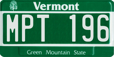 VT license plate MPT196