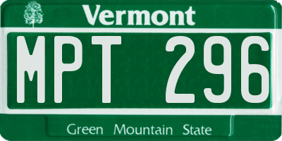VT license plate MPT296