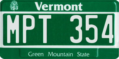 VT license plate MPT354