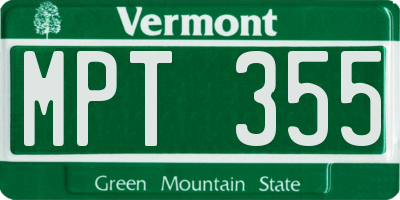 VT license plate MPT355