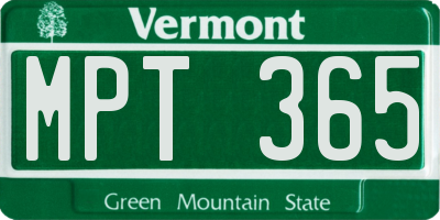 VT license plate MPT365