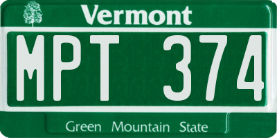 VT license plate MPT374