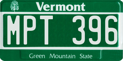 VT license plate MPT396