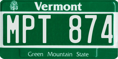 VT license plate MPT874