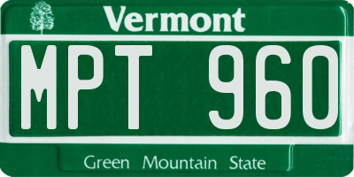 VT license plate MPT960