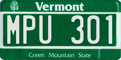 VT license plate MPU301