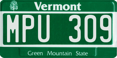 VT license plate MPU309