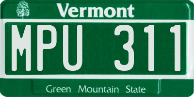 VT license plate MPU311