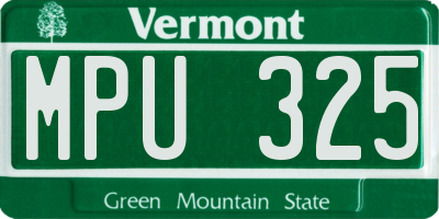 VT license plate MPU325