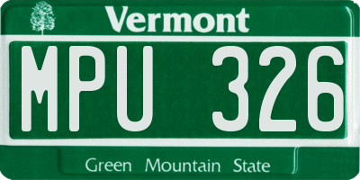 VT license plate MPU326