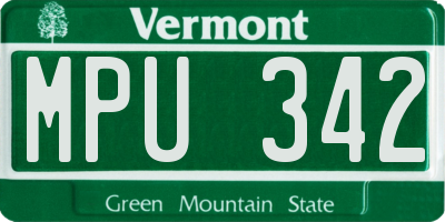 VT license plate MPU342