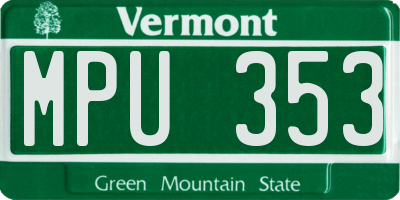 VT license plate MPU353