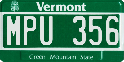 VT license plate MPU356