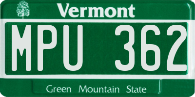 VT license plate MPU362