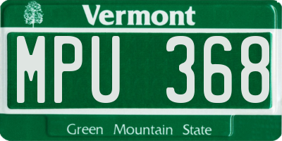 VT license plate MPU368