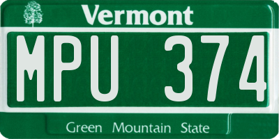 VT license plate MPU374
