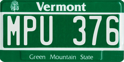 VT license plate MPU376