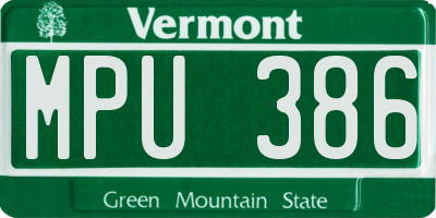 VT license plate MPU386