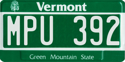 VT license plate MPU392
