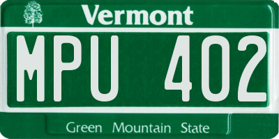 VT license plate MPU402