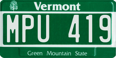 VT license plate MPU419