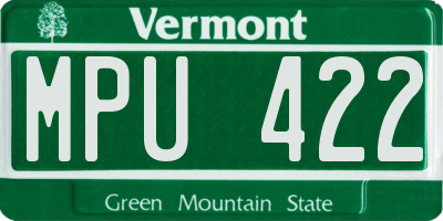 VT license plate MPU422
