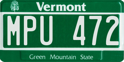 VT license plate MPU472