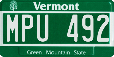 VT license plate MPU492