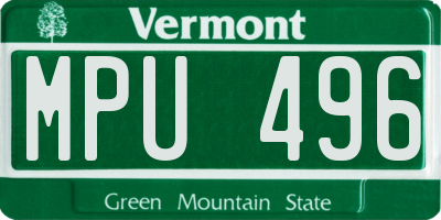 VT license plate MPU496