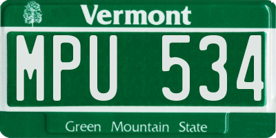 VT license plate MPU534