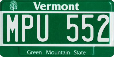VT license plate MPU552