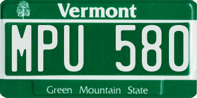 VT license plate MPU580