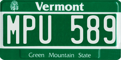 VT license plate MPU589
