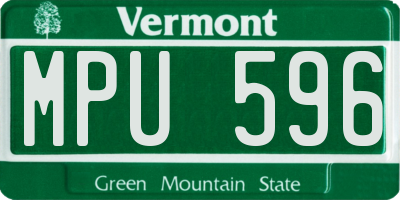 VT license plate MPU596