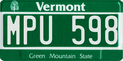 VT license plate MPU598