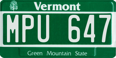 VT license plate MPU647